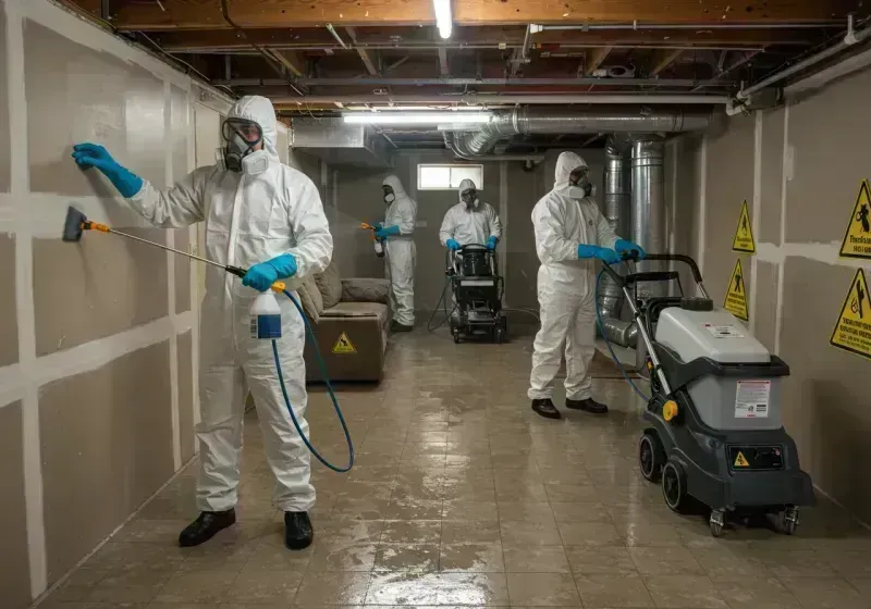 Basement Moisture Removal and Structural Drying process in Lakesite, TN